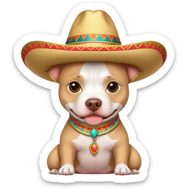 White pit bull wearing a sombrero  sticker