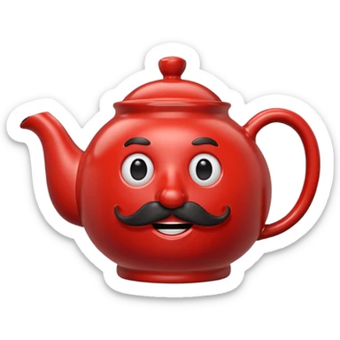 talking teapot red with mustach sticker