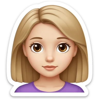 Young girl emoji with dark blonde hair looking cute and pretty sticker