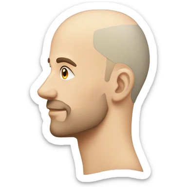 white young man bald with cap, + soft beard, side profile sticker
