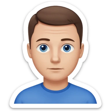 dad with very short shaved brown hair and blue eyes emoji sticker