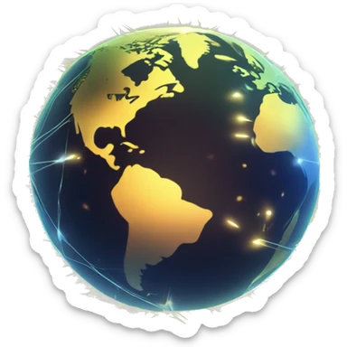 A glowing digital globe connected by intricate luminous lines, symbolizing global access to AI emoji pple sticker