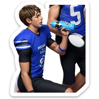 boys in sportswear holding bottles sticker