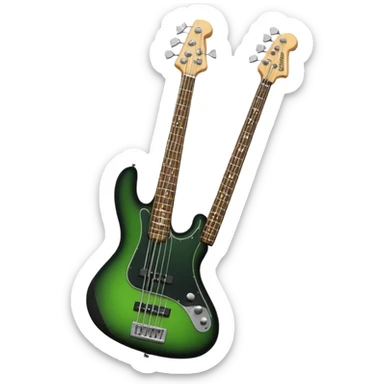 Electric Bass guitar black band green sticker