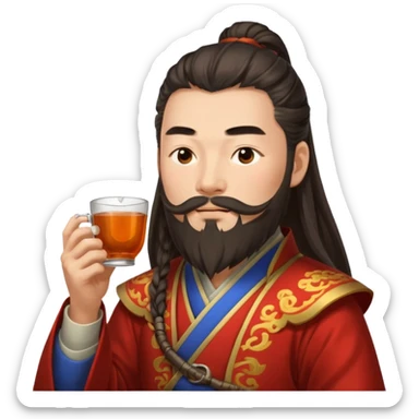 Lu bu squinting while drinking tea  sticker