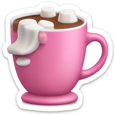  hot chocolate with  marshmallows in a pink cup sticker