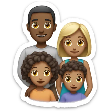 family with 3 children sticker