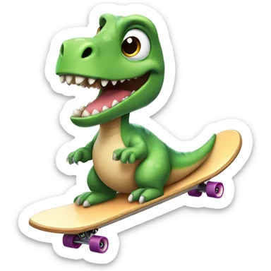 Cute cartoon dinosaur riding a skateboard  sticker