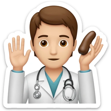 Radiografía de mano sostenida por un médico sin estetoscopio bata blanca  piel clara cabello café obscuro hombre sticker