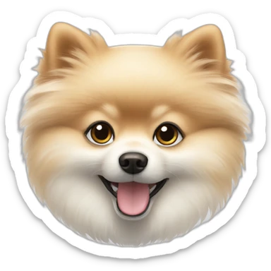 a white cartoon pomeranian sticker