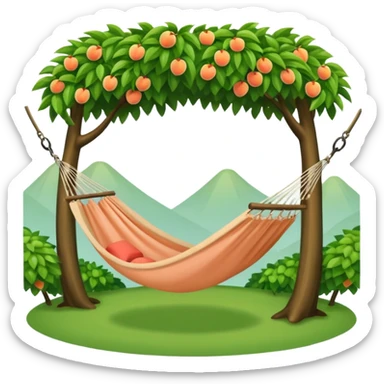 Peach colored hammock between trees sticker