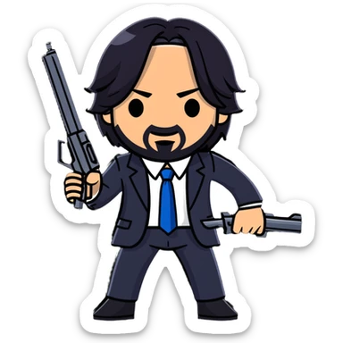John Wick in action pose with weapons sticker