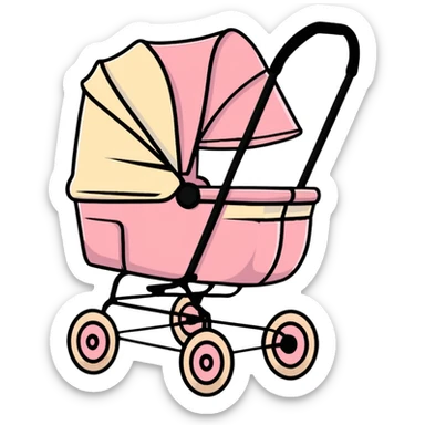 baby stroller with pink gradient and beige accents sticker
