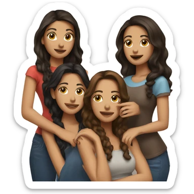 3 brunette latin female friends sticker