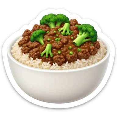 Rice with ground Beef and brocoli sticker