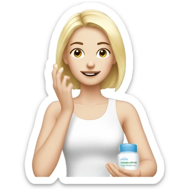 White girl applying moisturiser  sticker