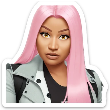 girl with pink hair portrait sticker