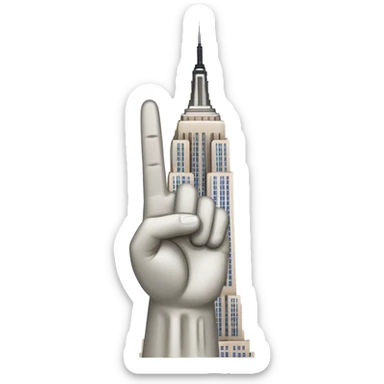 empire state building holding up a peace sign sticker
