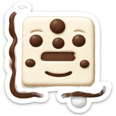 A graham cracker sandwich with melted marshmallow and chocolate in the center sticker