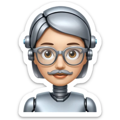 robotic woman with glasses mustache  sticker