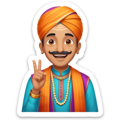 happy tall Indian person celebrating a big life win, joyful expression, vibrant colors sticker