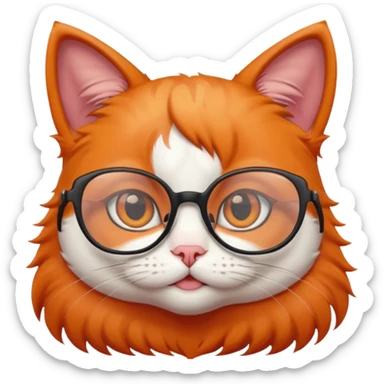 cute girl cat with big thin framed glasses sticker