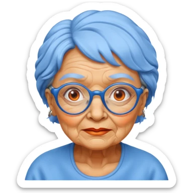 blue skinned orange glassed grandma sticker
