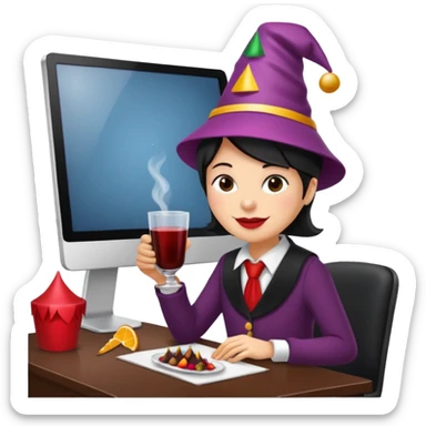 mulled wine party at work desk sticker