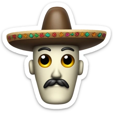 robot with mexican mustache and a mexican hat, only the face sticker