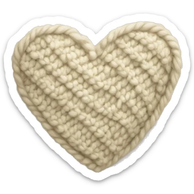 Cream colored knit heart sticker