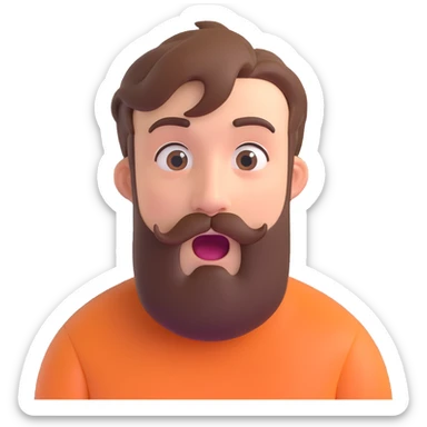 19-year-old man with early stage beard and mustache, surprised expression sticker