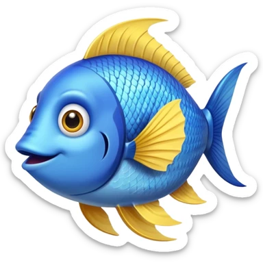 blue happy fish looking right sticker