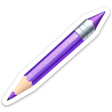 Glitter Purple and Cian pencil hand write  sticker