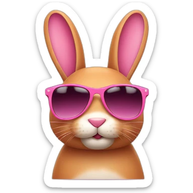 pink rabbit wearing sunglasses sticker