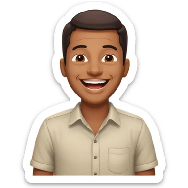 a guy from kerala laughing need his back ground in shop sticker