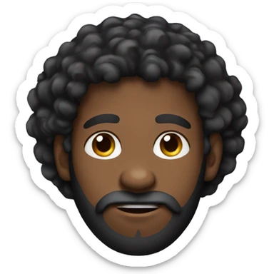 curly head with beard and goat tee black man sticker