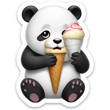 Panda eating ice cream sticker