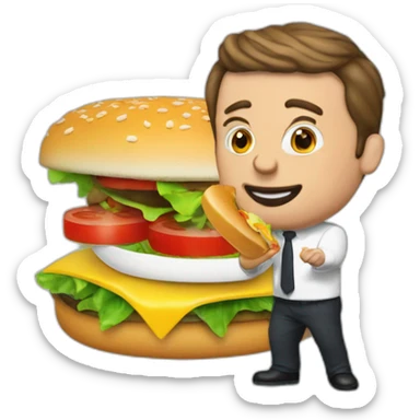Macron qui mange un hamburger sticker