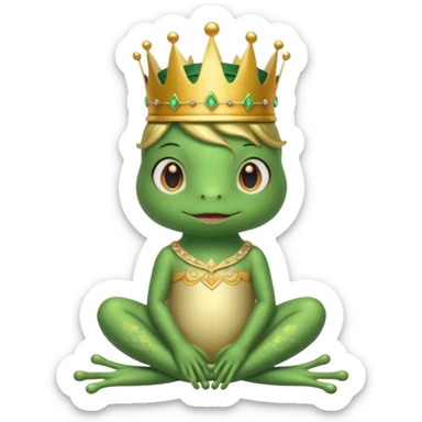 cute frog princess sitting on bed sticker