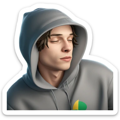 hooded boy with closed eyes sticker