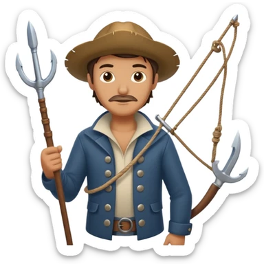 a whaler man holding a harpoon sticker