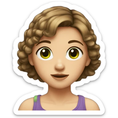 Young girl with short brown hair and green eyes sticker