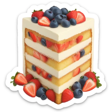 vanilla cake slice with many berries  sticker