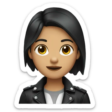 Girl with dark hair and leather jacket  sticker
