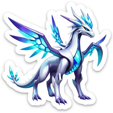 Colorful Futuristic Modern Epic Legendary Shiny Cyber-Suicune-Dialga-Reshiram-Creature, (full body) sticker