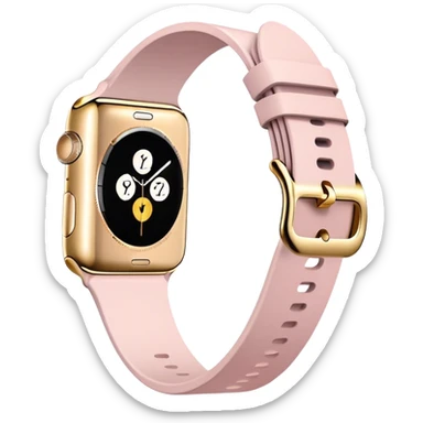 Gold Apple Watch with a light pink band on an angle sticker