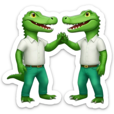 2 alligators give each other high five sticker