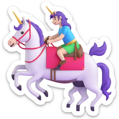 vibrant colored unicorn riding a donkey sticker