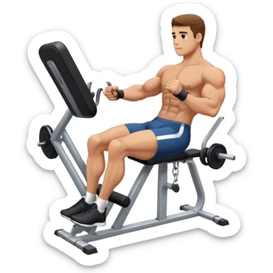 guy using seated leg-extension machine sticker
