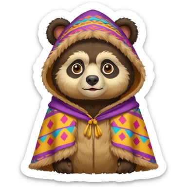 Spectacled bear with a chullo and poncho sticker